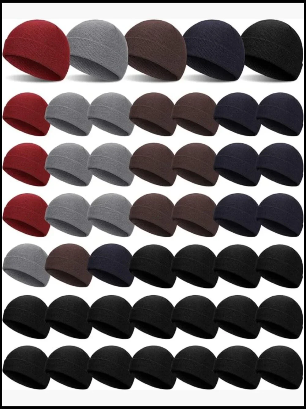 48 Pack Unisex Winter Beanies Bulk Knitted Skull Caps Elastic Stretch